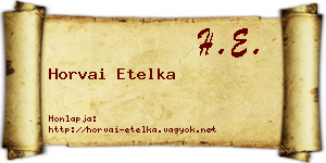 Horvai Etelka névjegykártya